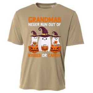 Grandmas Never Run Out Of Kisses Or Candy Ghost Halloween Cooling Performance Crew T-Shirt