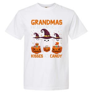 Grandmas Never Run Out Of Kisses Or Candy Ghost Halloween Garment-Dyed Heavyweight T-Shirt