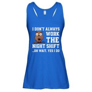 Great Night Shift Saying Funny Owl Nursing Team Gift Ladies Essential Flowy Tank