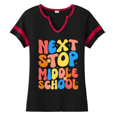 Groovy Next Stop Middle School Elementary School Graduation Ladies Halftime Notch Neck Tee