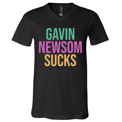 Gavin Newsom Sucks V-Neck T-Shirt