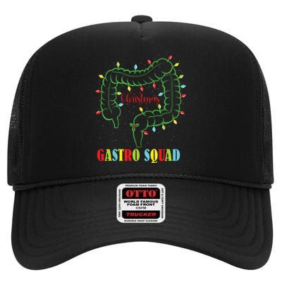 Gastro Nurse Squad Funny Christmas Lights Gastroenterologist High Crown Mesh Back Trucker Hat