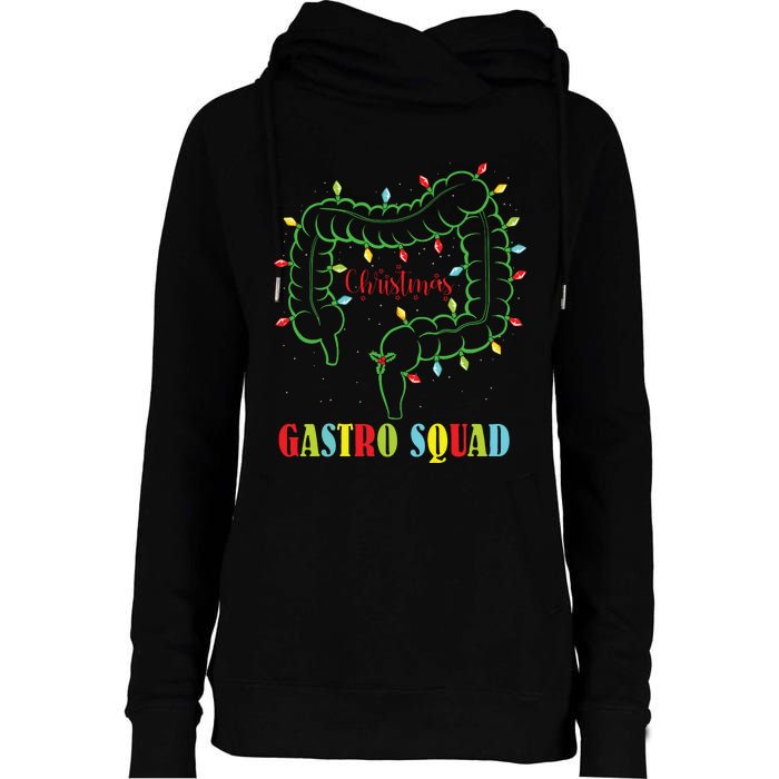 Gastro Nurse Squad Funny Christmas Lights Gastroenterologist Womens Funnel Neck Pullover Hood