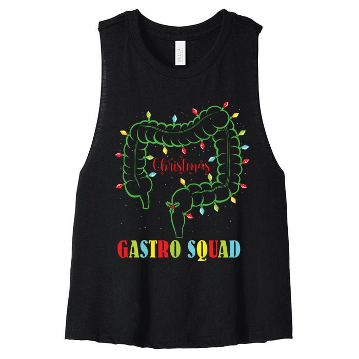 Gastro Nurse Squad Funny Christmas Lights Gastroenterologist Women's Racerback Cropped Tank