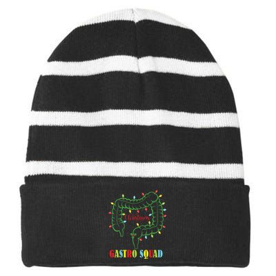 Gastro Nurse Squad Funny Christmas Lights Gastroenterologist Striped Beanie with Solid Band