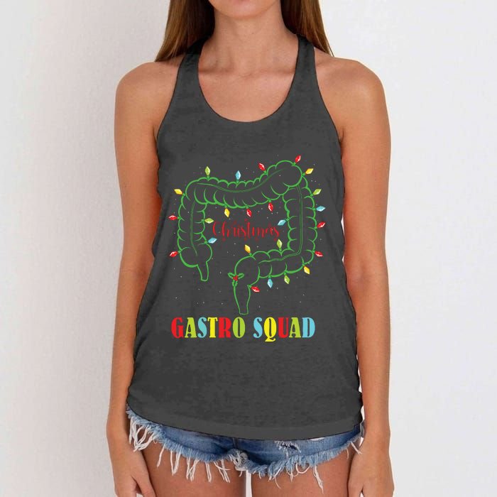 Gastro Nurse Squad Funny Christmas Lights Gastroenterologist Women's Knotted Racerback Tank