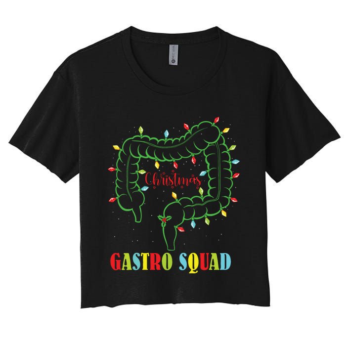 Gastro Nurse Squad Funny Christmas Lights Gastroenterologist Women's Crop Top Tee