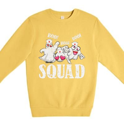 Ghost Nurse Squad Lazy Halloween Costume Funny Boo Ghoul RN Premium Crewneck Sweatshirt