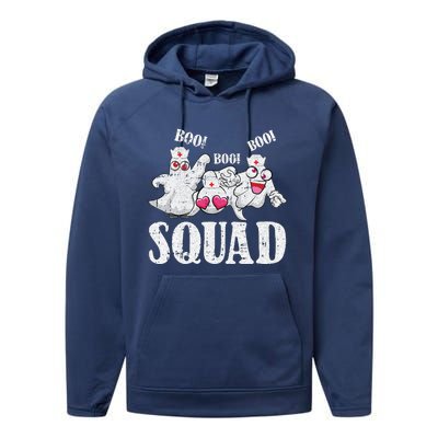 Ghost Nurse Squad Lazy Halloween Costume Funny Boo Ghoul RN Performance Fleece Hoodie