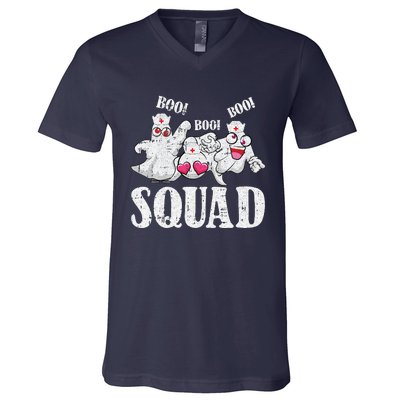 Ghost Nurse Squad Lazy Halloween Costume Funny Boo Ghoul RN V-Neck T-Shirt