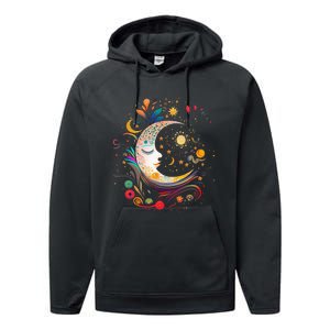 Galaxy Night Sky Moon Lunar Stars Sun Love Performance Fleece Hoodie