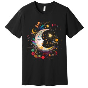 Galaxy Night Sky Moon Lunar Stars Sun Love Premium T-Shirt