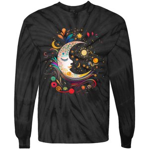 Galaxy Night Sky Moon Lunar Stars Sun Love Tie-Dye Long Sleeve Shirt