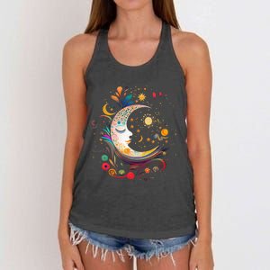 Galaxy Night Sky Moon Lunar Stars Sun Love Women's Knotted Racerback Tank