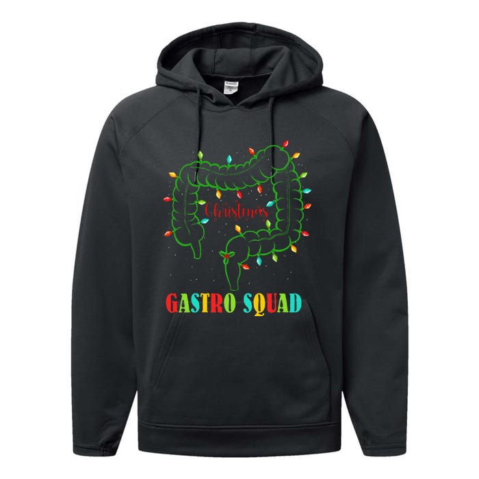 Gastro Nurse Squad Funny Christmas Lights Gastroenterologist  Performance Fleece Hoodie