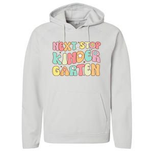 Groovy Next Stop Kindergarten Preschool Graduation  Performance Fleece Hoodie