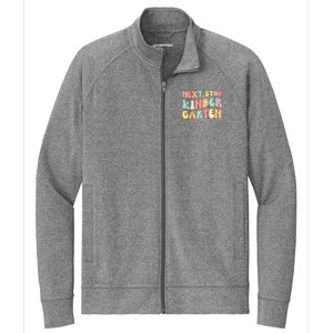 Groovy Next Stop Kindergarten Preschool Graduation  Stretch Full-Zip Cadet Jacket