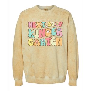 Groovy Next Stop Kindergarten Preschool Graduation  Colorblast Crewneck Sweatshirt