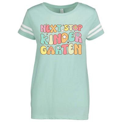 Groovy Next Stop Kindergarten Preschool Graduation  Enza Ladies Jersey Football T-Shirt