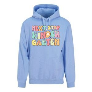 Groovy Next Stop Kindergarten Preschool Graduation  Unisex Surf Hoodie