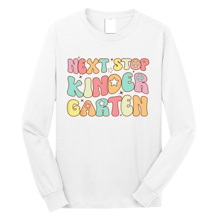 Groovy Next Stop Kindergarten Preschool Graduation  Long Sleeve Shirt