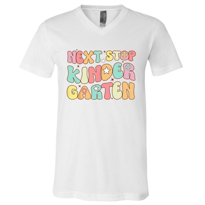 Groovy Next Stop Kindergarten Preschool Graduation  V-Neck T-Shirt