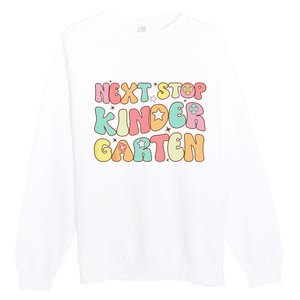 Groovy Next Stop Kindergarten Preschool Graduation  Premium Crewneck Sweatshirt