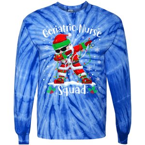 Geriatric Nurse Squad Christmas Dabbing Santa Nurse Xmas Funny Gift Tie-Dye Long Sleeve Shirt