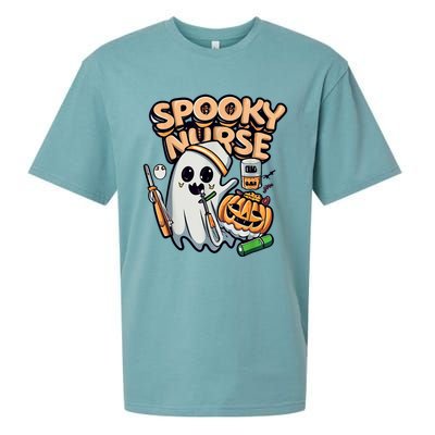 Ghost Nurse Spooky Nurse Halloween Gift Sueded Cloud Jersey T-Shirt