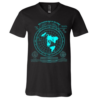 Gleasons New Standard Map Of The World Flat Earth V-Neck T-Shirt