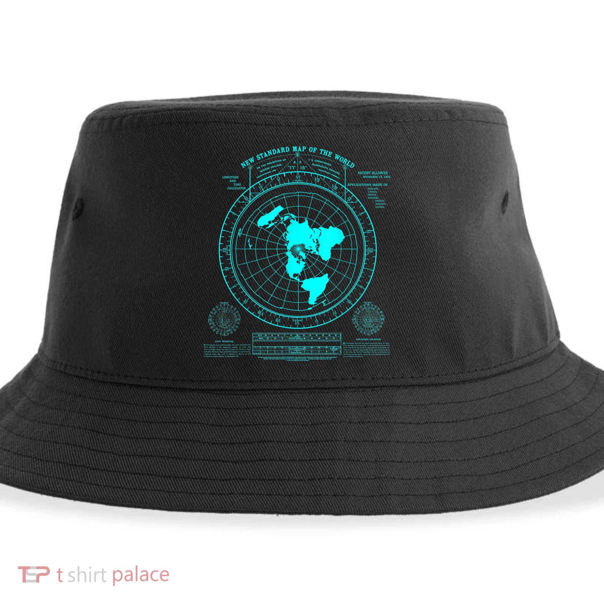 Gleasons New Standard Map Of The World Flat Earth Sustainable Bucket Hat