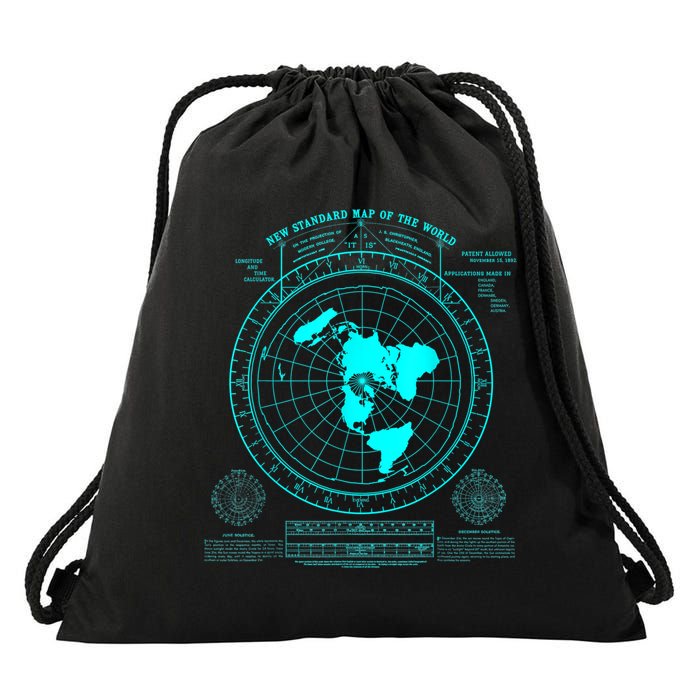 Gleasons New Standard Map Of The World Flat Earth Drawstring Bag