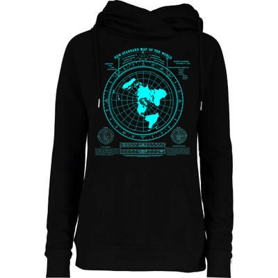 Gleasons New Standard Map Of The World Flat Earth Womens Funnel Neck Pullover Hood