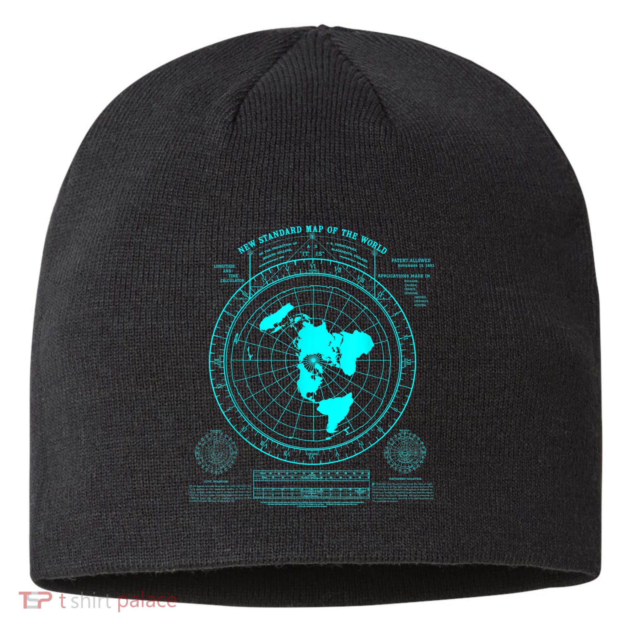 Gleasons New Standard Map Of The World Flat Earth Sustainable Beanie