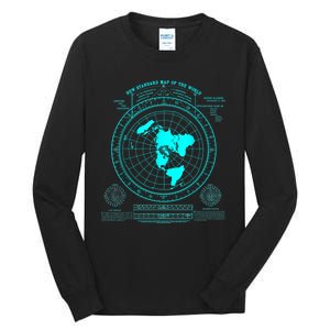 Gleasons New Standard Map Of The World Flat Earth Tall Long Sleeve T-Shirt