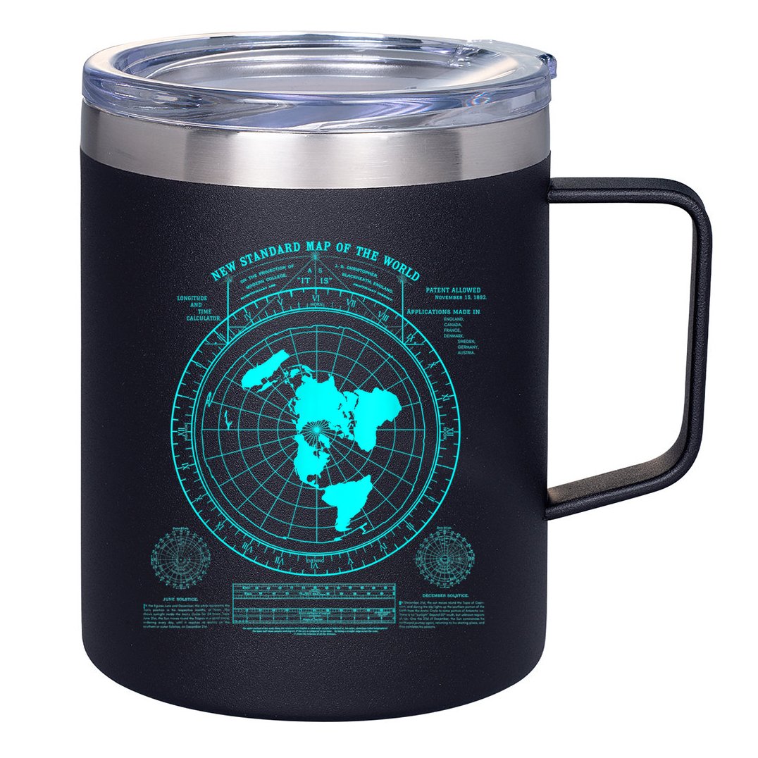 Gleasons New Standard Map Of The World Flat Earth 12oz Stainless Steel Coffee Mug