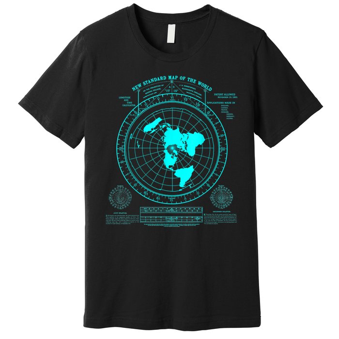 Gleasons New Standard Map Of The World Flat Earth Premium T-Shirt