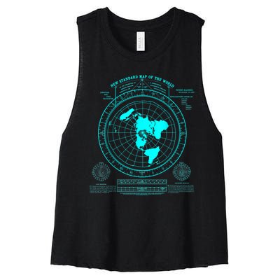 Gleasons New Standard Map Of The World Flat Earth Women's Racerback Cropped Tank