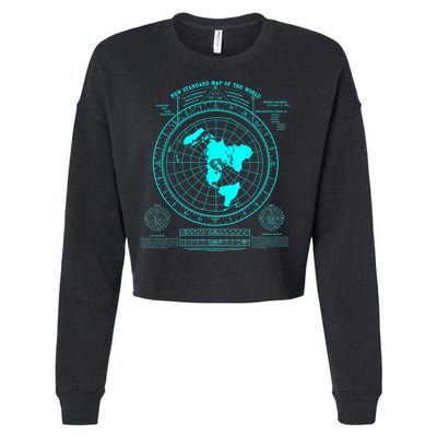 Gleasons New Standard Map Of The World Flat Earth Cropped Pullover Crew