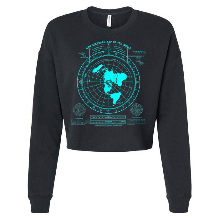 Gleasons New Standard Map Of The World Flat Earth Cropped Pullover Crew