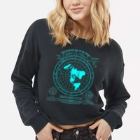 Gleasons New Standard Map Of The World Flat Earth Cropped Pullover Crew