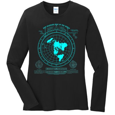 Gleasons New Standard Map Of The World Flat Earth Ladies Long Sleeve Shirt