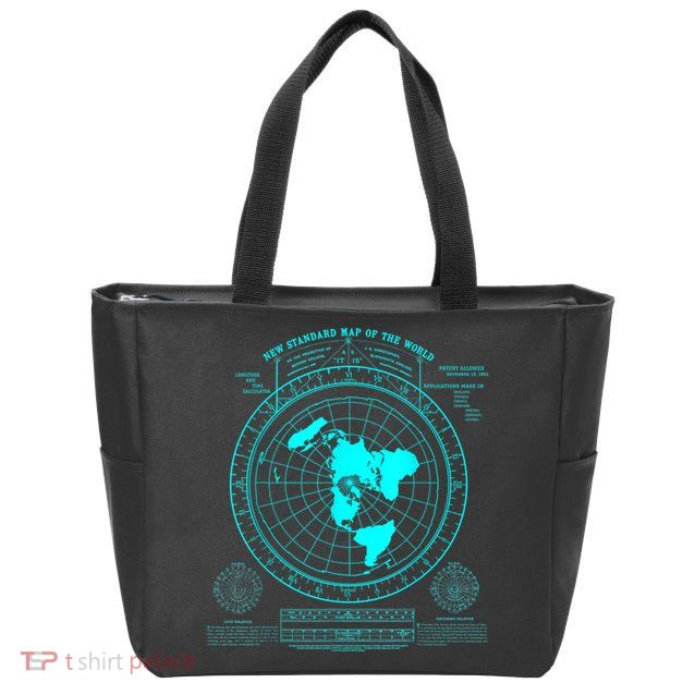 Gleasons New Standard Map Of The World Flat Earth Zip Tote Bag
