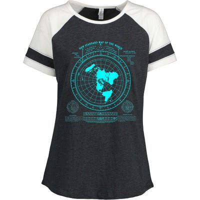 Gleasons New Standard Map Of The World Flat Earth Enza Ladies Jersey Colorblock Tee