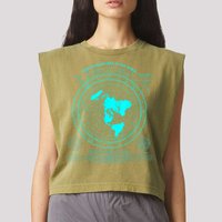Gleasons New Standard Map Of The World Flat Earth Garment-Dyed Women's Muscle Tee