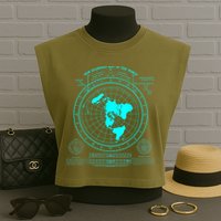 Gleasons New Standard Map Of The World Flat Earth Garment-Dyed Women's Muscle Tee
