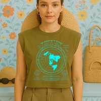Gleasons New Standard Map Of The World Flat Earth Garment-Dyed Women's Muscle Tee
