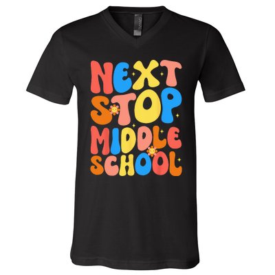 Groovy Next Stop Middle School Elementary School Graduation V-Neck T-Shirt