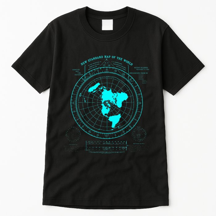 GleasonS New Standard Map Of The World Flat Earth Tall T-Shirt