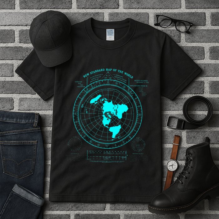 GleasonS New Standard Map Of The World Flat Earth Tall T-Shirt